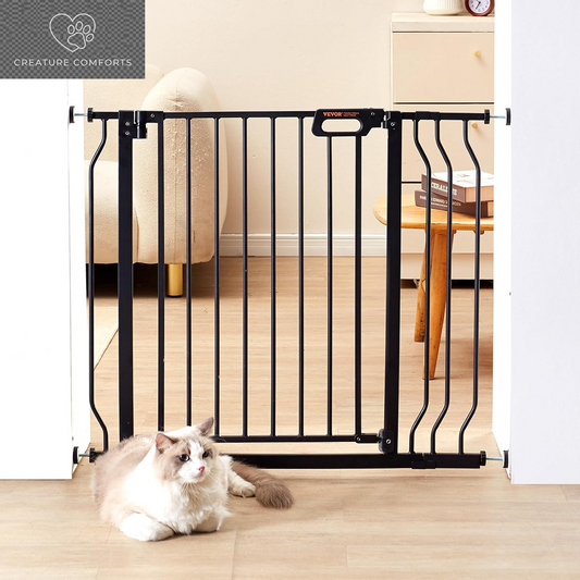 VEVOR Baby Gate, 29.5-37 in Adjustable Width, 30In High Dog Gate, Easy Step Walk Thru, Auto Close, Child Pet Security, with Pressure Mount Kit and Wall Mount Kit, for Stairs Doorways and House, Black