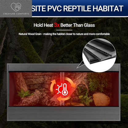 50 Gallon Reptile Enclosure, 36X18X18 Composite Wood & Plastic Eco Reptile Tank Terrarium, 36" Wide Lightweight Reptile Habitat Lounge for Ball Python Bearded Dragon Gecko Turtle