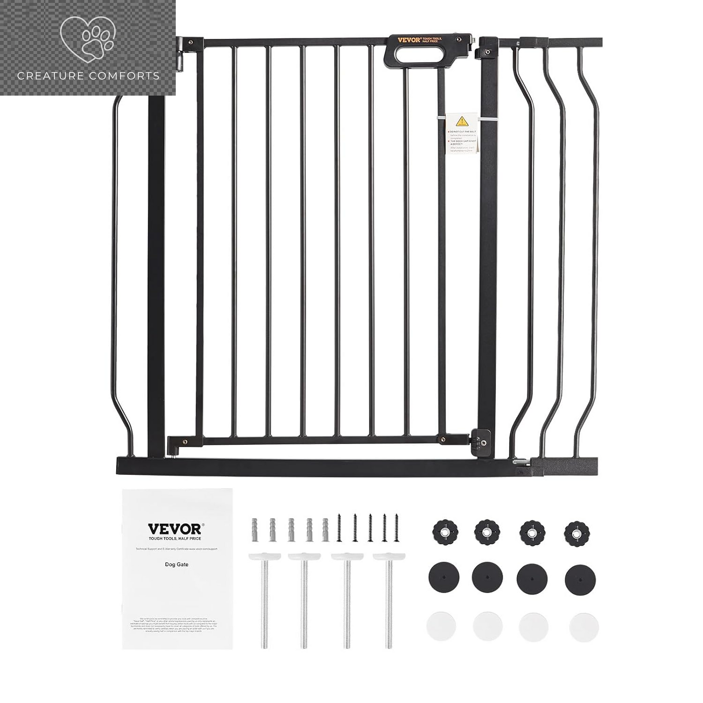 VEVOR Baby Gate, 29.5-37 in Adjustable Width, 30In High Dog Gate, Easy Step Walk Thru, Auto Close, Child Pet Security, with Pressure Mount Kit and Wall Mount Kit, for Stairs Doorways and House, Black
