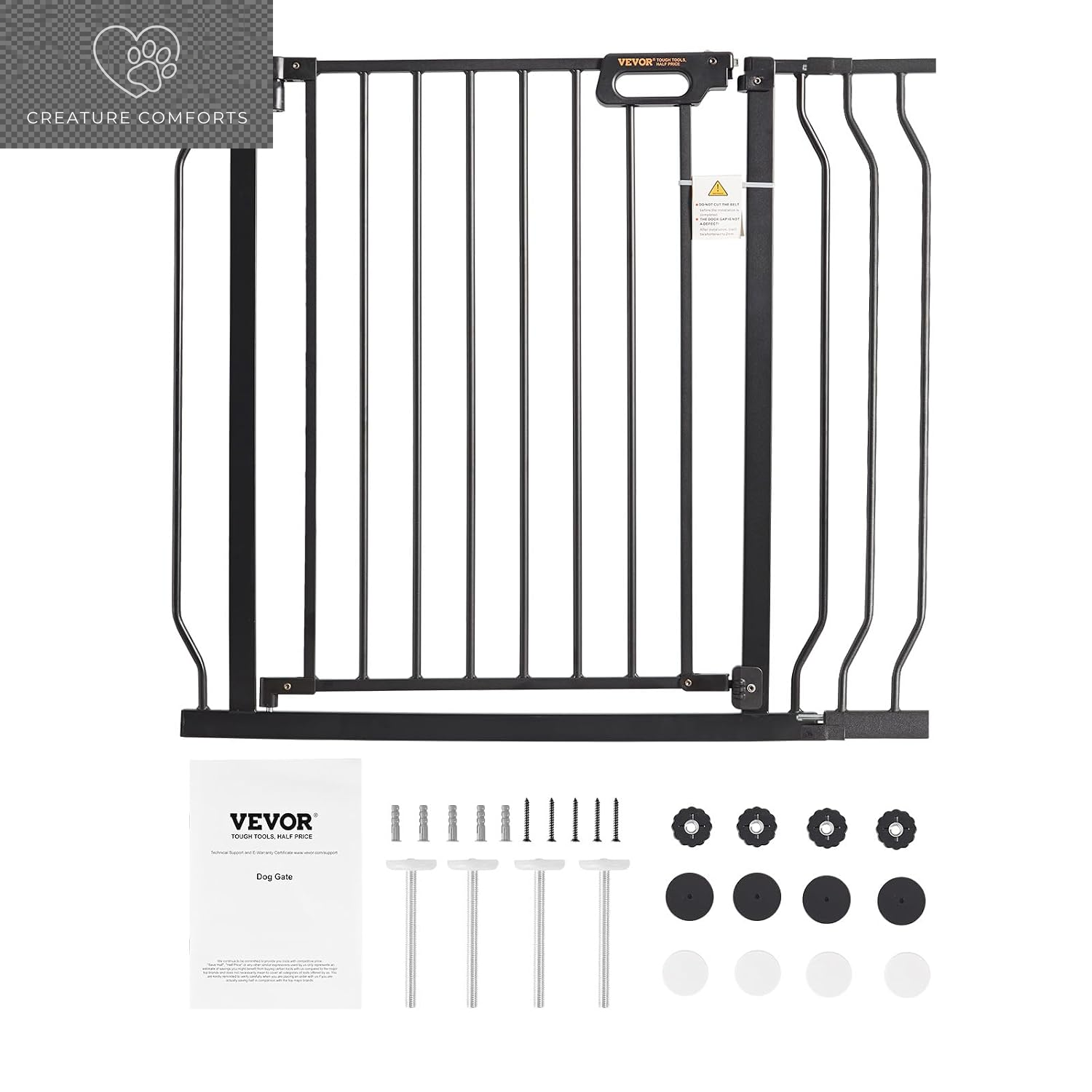 VEVOR Baby Gate, 29.5-37 in Adjustable Width, 30In High Dog Gate, Easy Step Walk Thru, Auto Close, Child Pet Security, with Pressure Mount Kit and Wall Mount Kit, for Stairs Doorways and House, Black