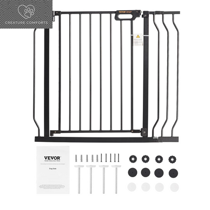 VEVOR Baby Gate, 29.5-37 in Adjustable Width, 30In High Dog Gate, Easy Step Walk Thru, Auto Close, Child Pet Security, with Pressure Mount Kit and Wall Mount Kit, for Stairs Doorways and House, Black