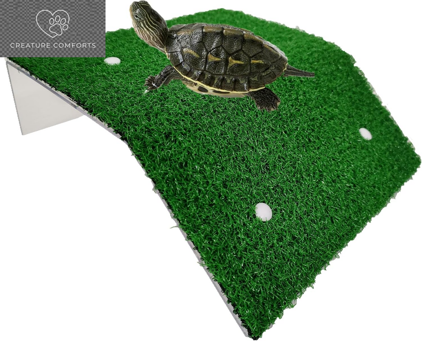 Alfyng Turtle Resting Basking Platform Simulation Grass Turtle Ramp, Lawn Tortoise Climbing Ladder Resting Terrace for Reptile Frog Terrapin Amphibian - Medium