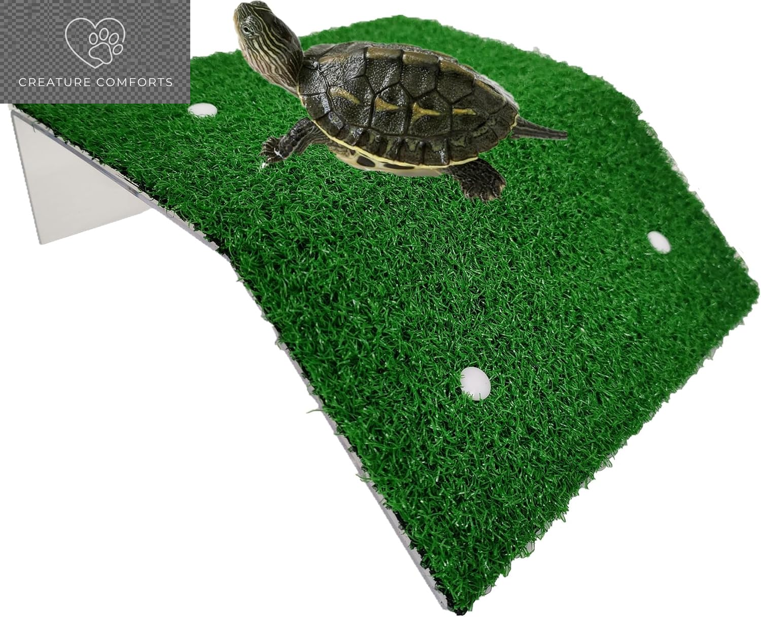 Alfyng Turtle Resting Basking Platform Simulation Grass Turtle Ramp, Lawn Tortoise Climbing Ladder Resting Terrace for Reptile Frog Terrapin Amphibian - Medium
