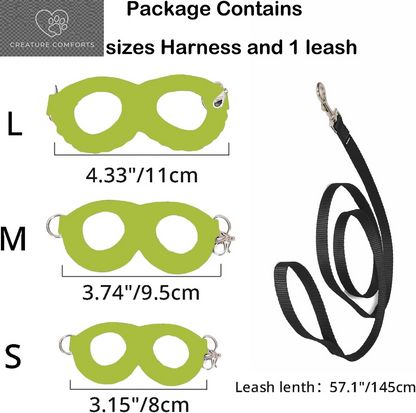 3 Pack Sugar Glider Harness and Leash Set Small Animal Training Walking Vest for Squirrel Hamster Rat-Green