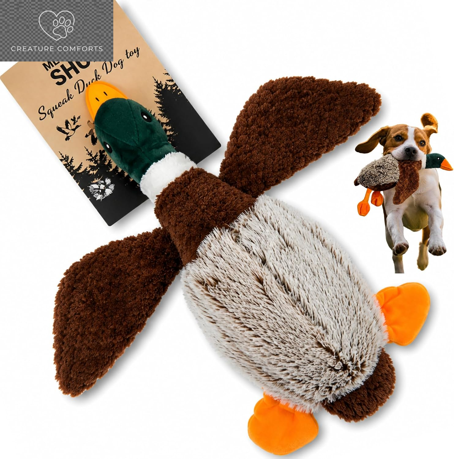 Exciting Duck Dog Toy with Squeaker | Plush Mallard Shaped Pet Toy for All Breeds | Perfect for Chewing, Fetching, and Interactive Play