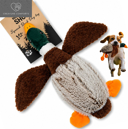 Exciting Duck Dog Toy with Squeaker | Plush Mallard Shaped Pet Toy for All Breeds | Perfect for Chewing, Fetching, and Interactive Play