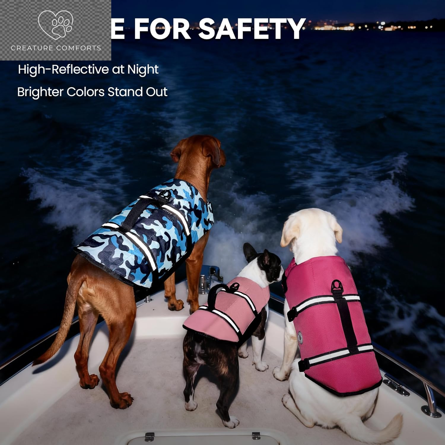 VIVAGLORY Dog Life Vest Rip Stop Dog Swim Vest, M, Pink | High Visibility Ripstop for Puppy Cat Doggy, Life Jacket with Handle & Leash Ring for Boating & Swimming