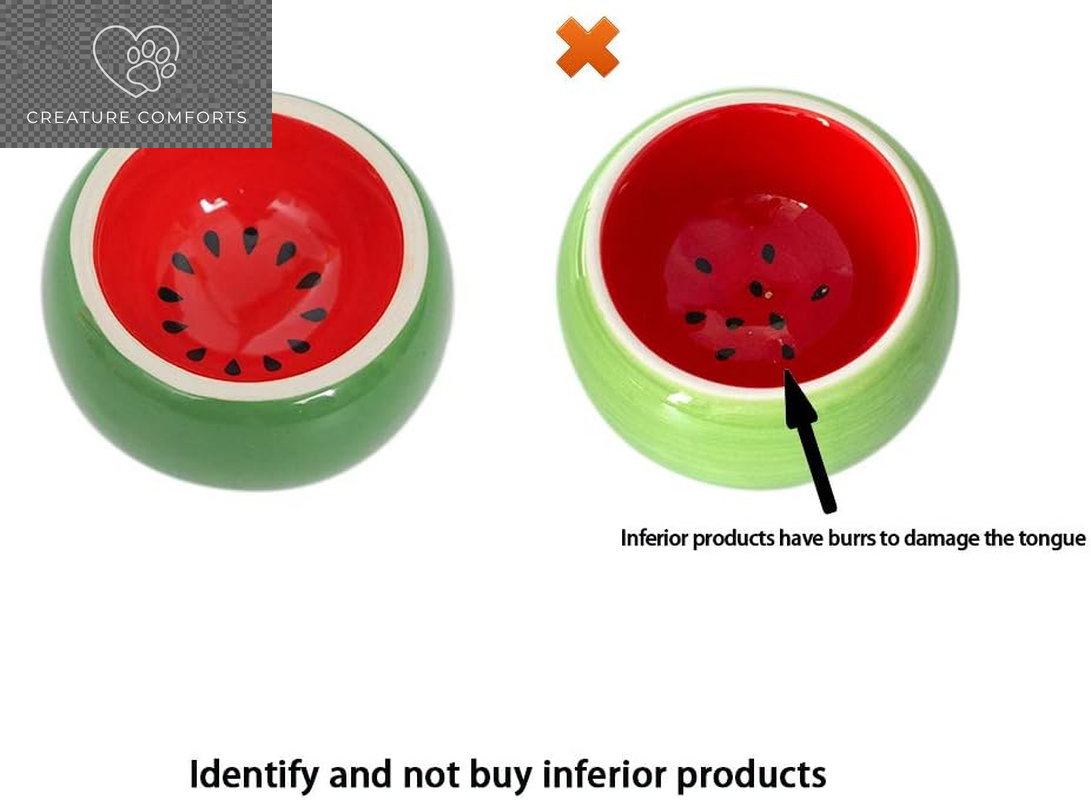 Hamster Food Bowl Ceramic Prevent Being Tipped over Small Animal Water Dish for Guinea Pig Rodent Gerbil Cavy Hedgehog Feeding Bowl (Watermelon)