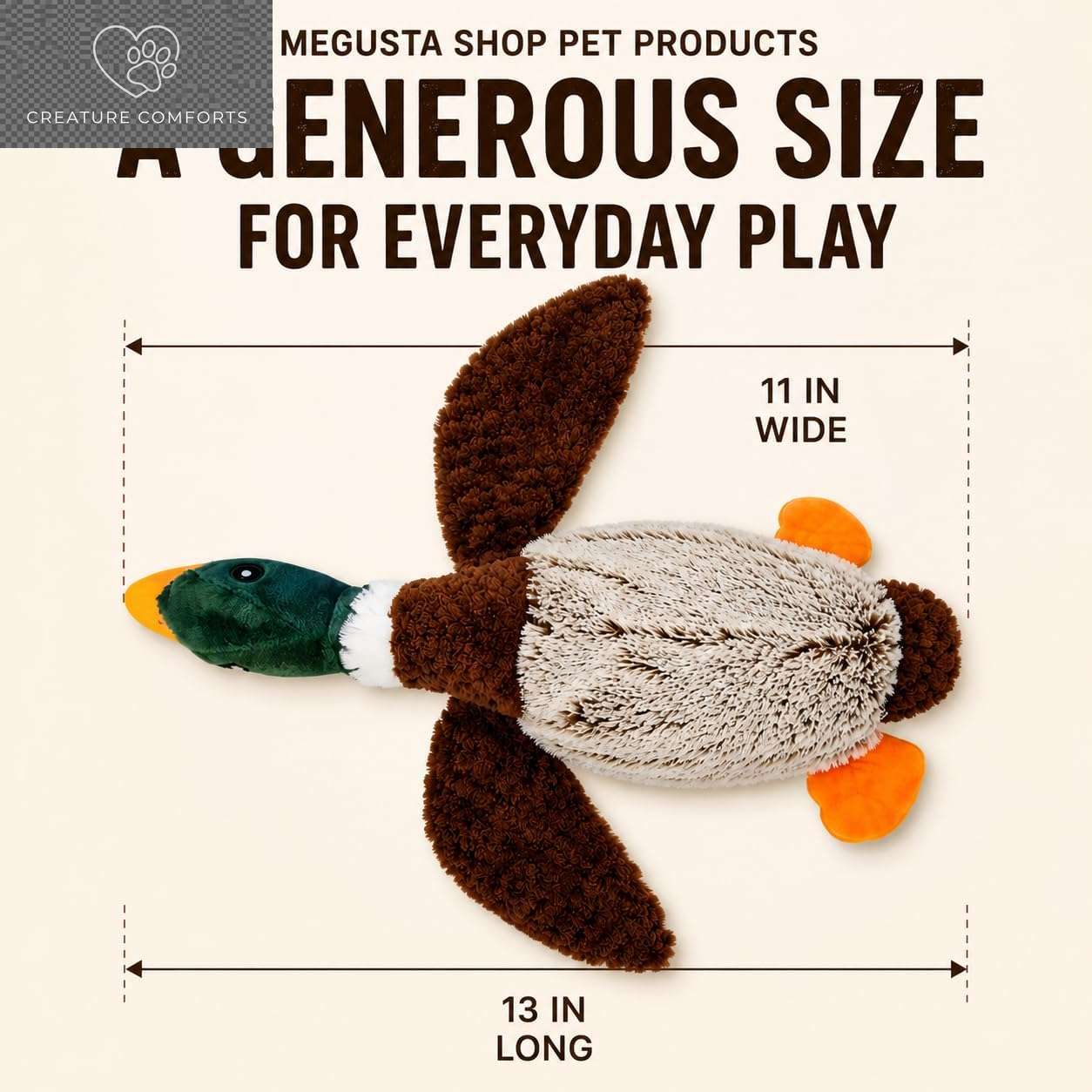Exciting Duck Dog Toy with Squeaker | Plush Mallard Shaped Pet Toy for All Breeds | Perfect for Chewing, Fetching, and Interactive Play