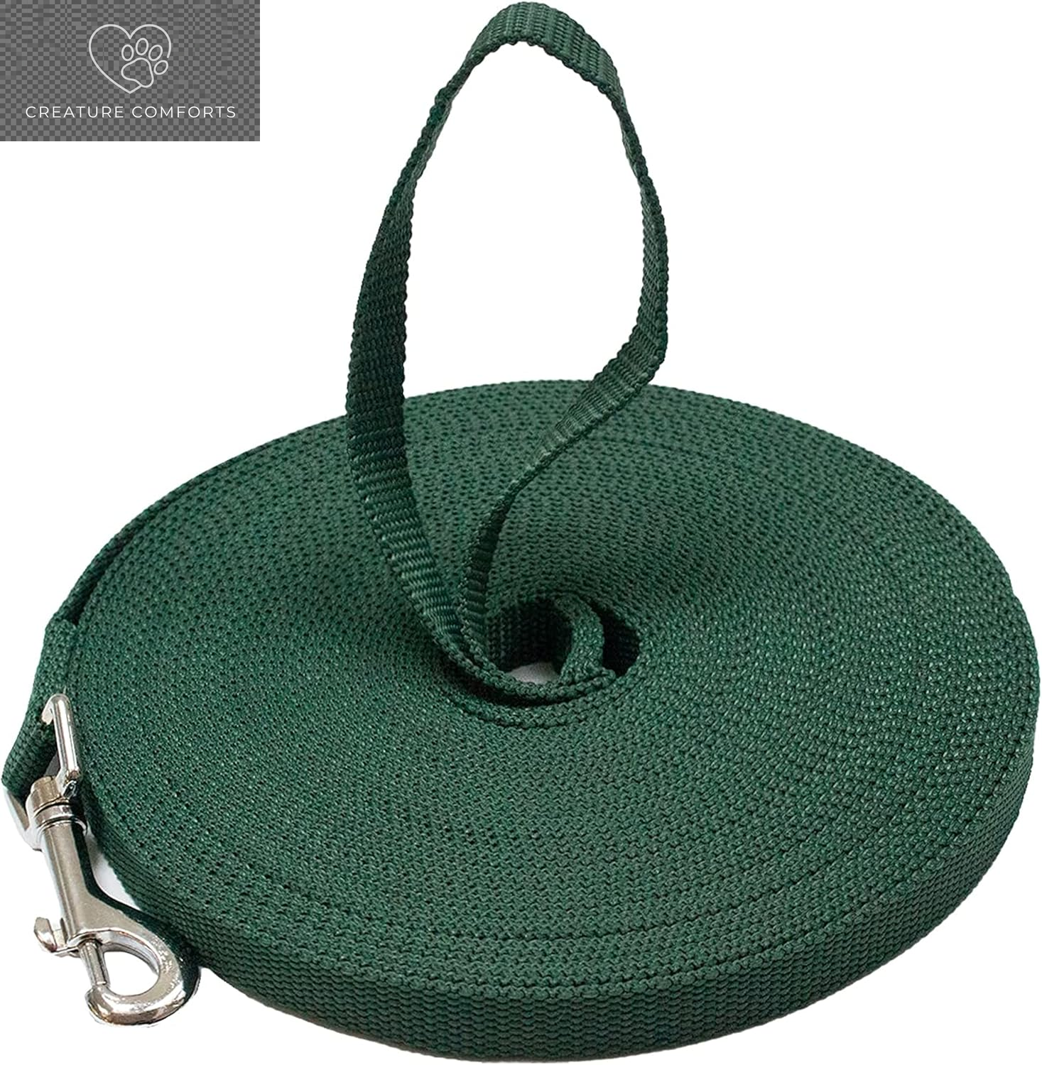 Downtown Pet Supply - Long Dog Training Leash for Recall & Obedience - Nylon, 30 Ft, Hunter Green