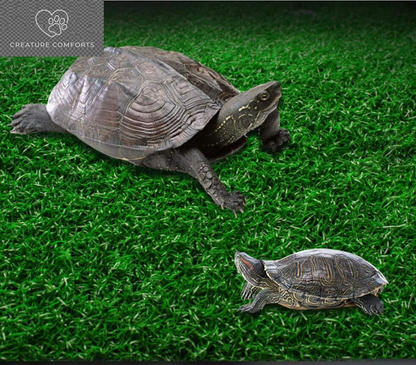 Alfyng Turtle Resting Basking Platform Simulation Grass Turtle Ramp, Lawn Tortoise Climbing Ladder Resting Terrace for Reptile Frog Terrapin Amphibian - Medium