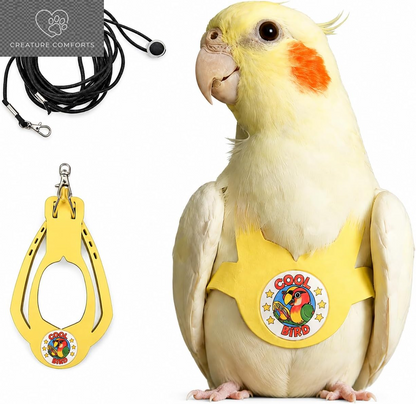 Lightweight Adjustable Bird Harness & Leash Set - Perfect for Budgies, Parakeets, and Small Parrots (Red, Size S)
