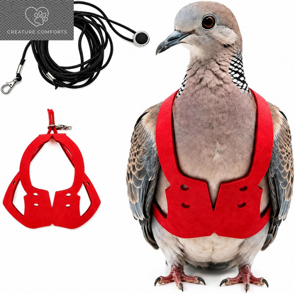 Lightweight Adjustable Bird Harness & Leash Set - Perfect for Budgies, Parakeets, and Small Parrots (Red, Size S)