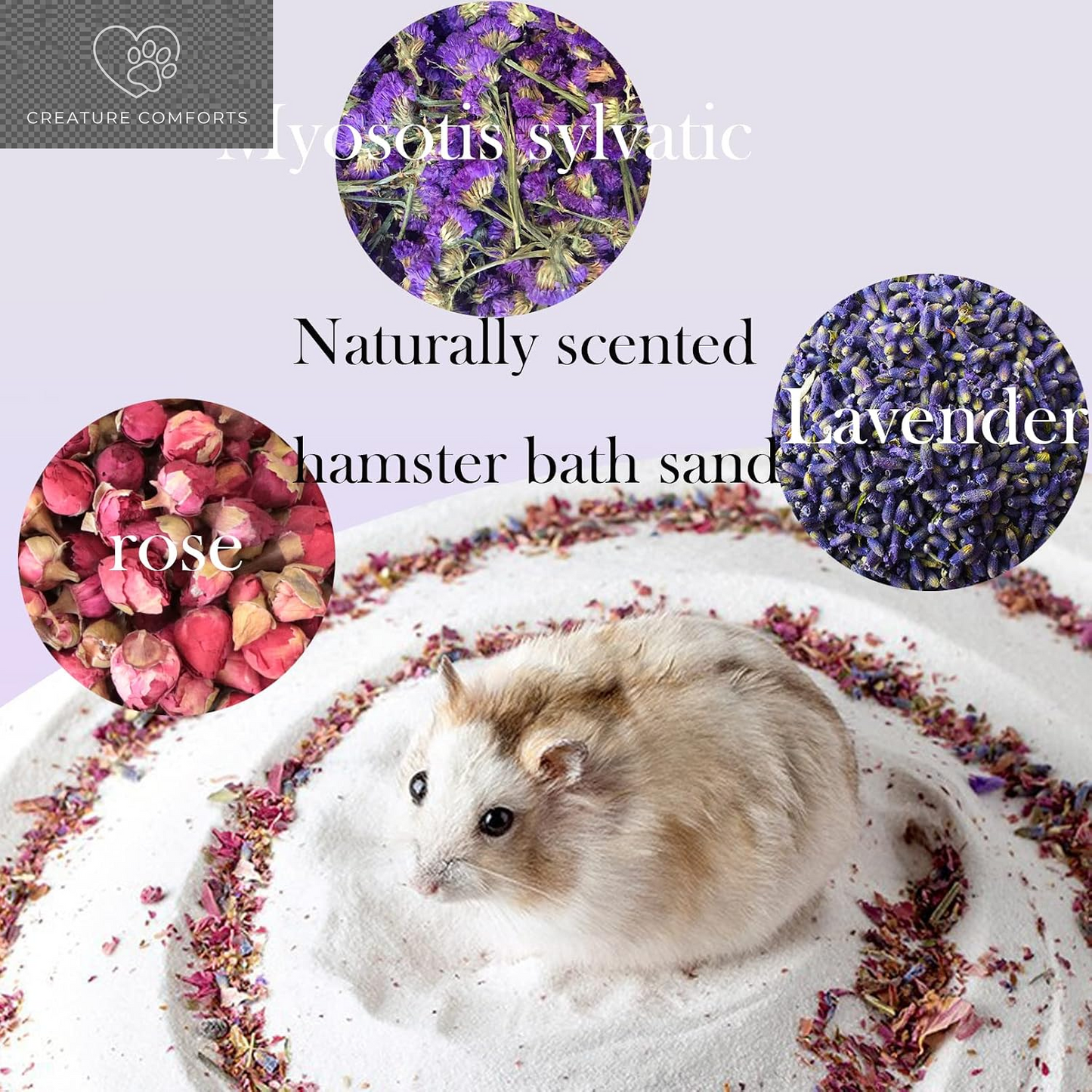 Hamster Bath Sand,5Lb Dust Free Hamsters Bathing Sand Natural Petals Scented Desert Sand or Potty Litter Sand for Chinchilla Guinea Pigs Gerbil Mice Small Animals