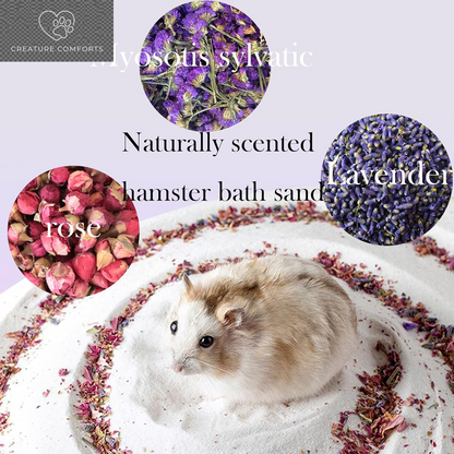 Hamster Bath Sand,5Lb Dust Free Hamsters Bathing Sand Natural Petals Scented Desert Sand or Potty Litter Sand for Chinchilla Guinea Pigs Gerbil Mice Small Animals