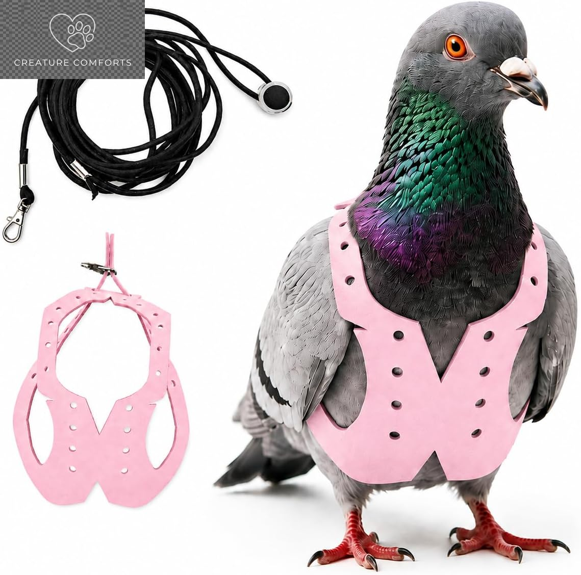 Lightweight Adjustable Bird Harness & Leash Set - Perfect for Budgies, Parakeets, and Small Parrots (Red, Size S)