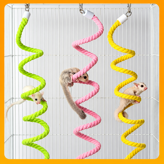 Sugar Glider Toys, Sugar Glider Climbing Ropes, Hanging Toy Cage Accessories, Enrichment Toy, Soft Touch Small Pet Swing Toys for Rats, Birds (Pink)