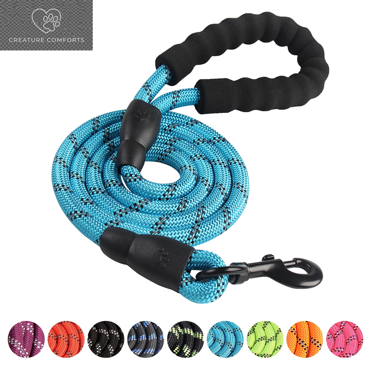 Durable Dog Leash, 5 FT/6 FT, 1/2", Padded Handle Nylon Dog Reflective Leash for Small Medium & Large Dogs Walking(6 Ft, Purple)