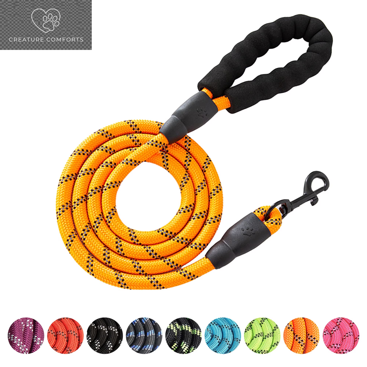 Durable Dog Leash, 5 FT/6 FT, 1/2", Padded Handle Nylon Dog Reflective Leash for Small Medium & Large Dogs Walking(6 Ft, Purple)