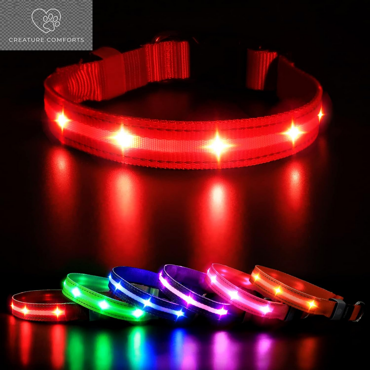 MASBRILL Led Dog Collar - Rechargeable, Water-Resistant, Flashing, Glowing Night Walking Collar