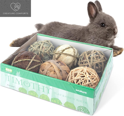 Andwe Small Animal Chew Balls - Fun Activity Pack of 8 for Rabbits, Guinea Pigs, and More | Engaging Indoor Playtime for Your Furry Friends