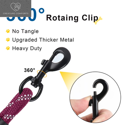 Durable Dog Leash, 5 FT/6 FT, 1/2", Padded Handle Nylon Dog Reflective Leash for Small Medium & Large Dogs Walking(6 Ft, Purple)