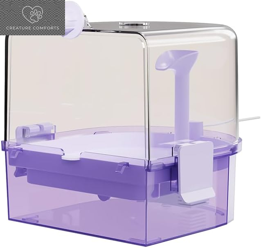 Water Circulation Bird Bath, Hanging Cage Shower Box(Purple)