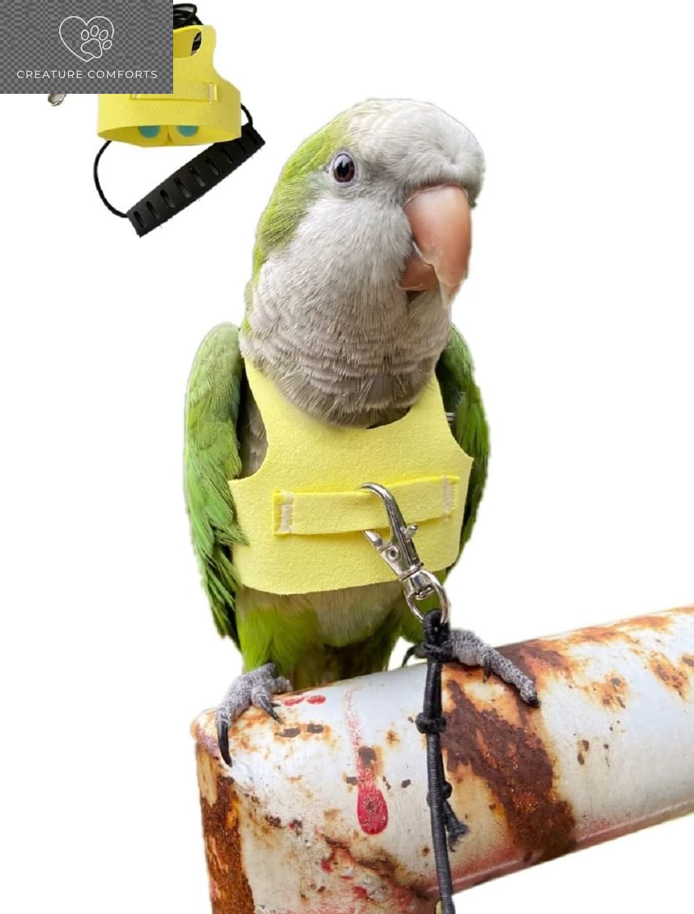 Bird Flight Harness Vest, Parrot Flight Suit with Leash for Parakeets Cockatiels Conures Budgies, Bird Flying Clothes with Rope and Handle for Outdoor Activities Training, anti Bite (L, Yellow)