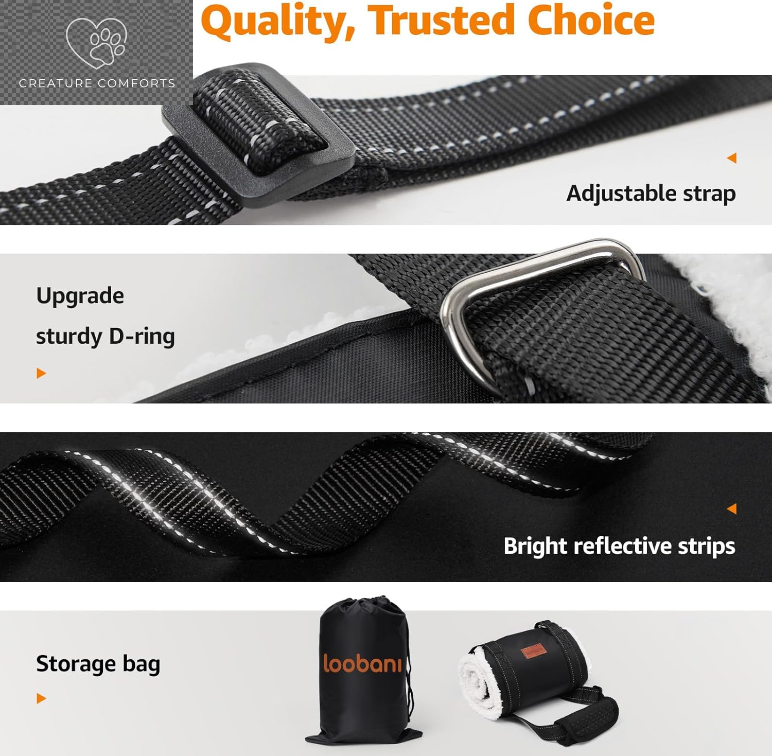 LOOBANI Adjustable Dog Sling for Large Dogs Hind Leg Support ACL Recovery | Walking & Stair Assistance, Senior Dog Mobility, Padded Comfort, Adjustable Fit, Lightweight Nylon, Soft Plush Lining