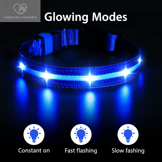 MASBRILL Led Dog Collar - Rechargeable, Water-Resistant, Flashing, Glowing Night Walking Collar