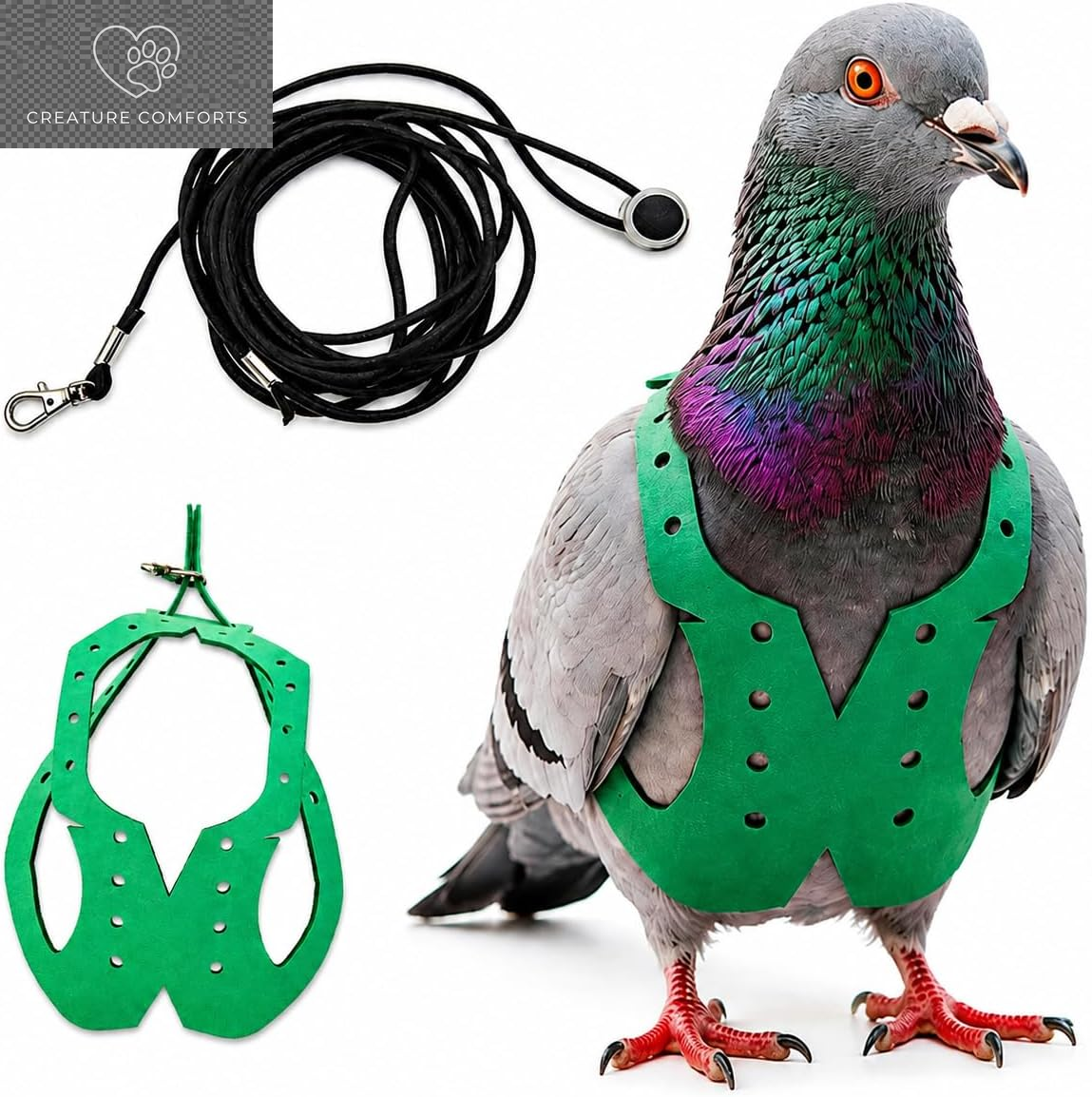 Lightweight Adjustable Bird Harness & Leash Set - Perfect for Budgies, Parakeets, and Small Parrots (Red, Size S)