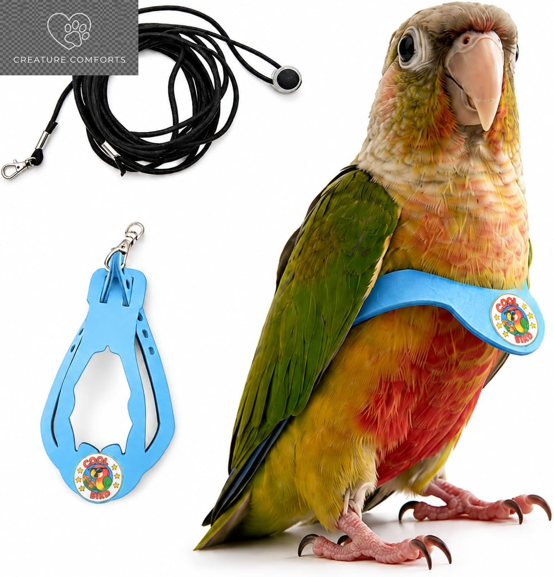 Lightweight Adjustable Bird Harness & Leash Set - Perfect for Budgies, Parakeets, and Small Parrots (Red, Size S)