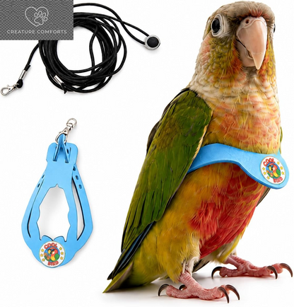 Lightweight Adjustable Bird Harness & Leash Set - Perfect for Budgies, Parakeets, and Small Parrots (Red, Size S)