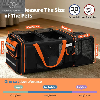 Ultimate Cat Carrier for 2 Furry Friends! Perfect for Travel & Outdoor Adventures 🚗🐾✨