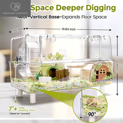 Acrylic Hamster Cage with All Accessories,Dwarf Hamster Cage with Stand,Syrian Mouse Cage for Pet Mice,Rat Cage for Hamster,Succulent Style Hamster House（20''L*11.5''W*10.5''H）