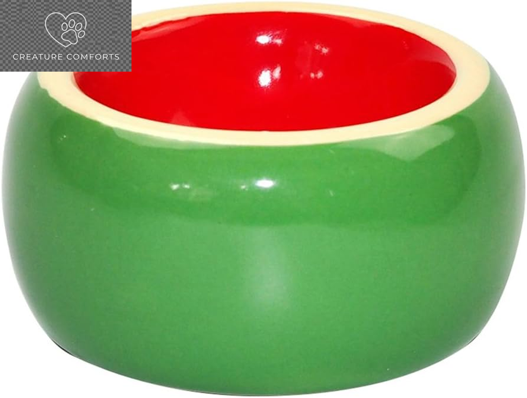 Hamster Food Bowl Ceramic Prevent Being Tipped over Small Animal Water Dish for Guinea Pig Rodent Gerbil Cavy Hedgehog Feeding Bowl (Watermelon)