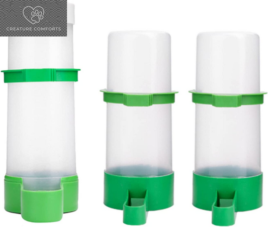 XISTEST Automatic Bird Feeder and Water Dispenser Set - Perfect for Lovebirds, Budgies, and Small Birds (2 Water Feeders + 1 Food Feeder)