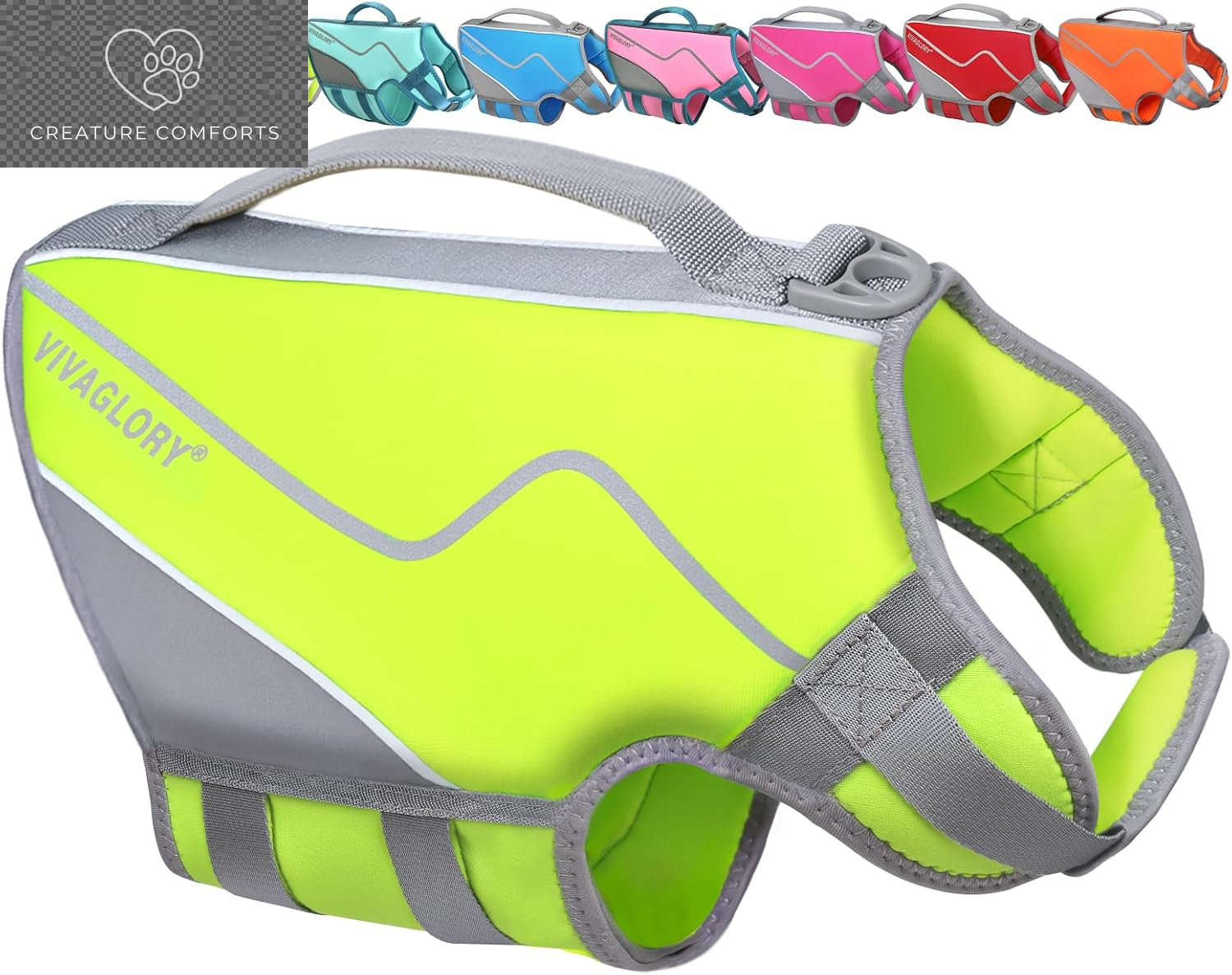 VIVAGLORY Dog Life Vest Neoprene Dog Swim Vest, XS, Alpha Yellow