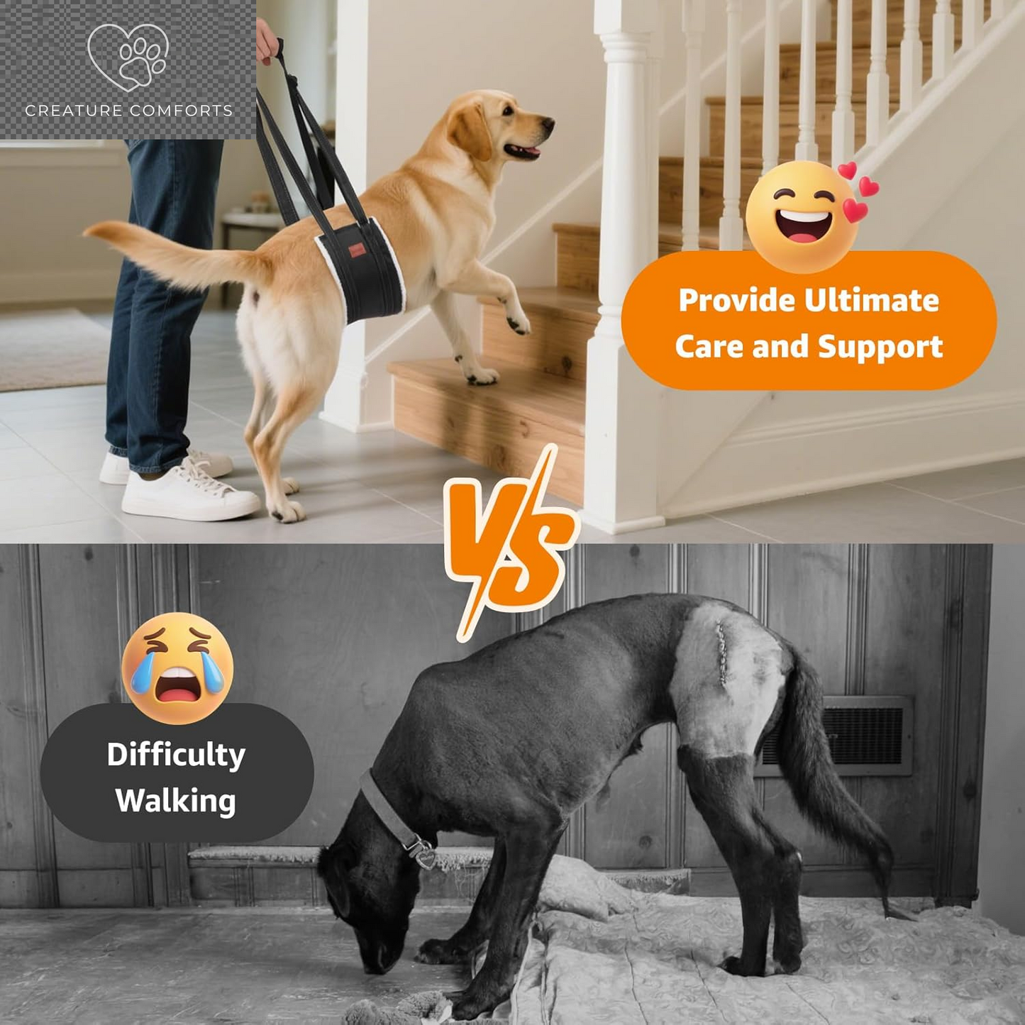 LOOBANI Adjustable Dog Sling for Large Dogs Hind Leg Support ACL Recovery | Walking & Stair Assistance, Senior Dog Mobility, Padded Comfort, Adjustable Fit, Lightweight Nylon, Soft Plush Lining