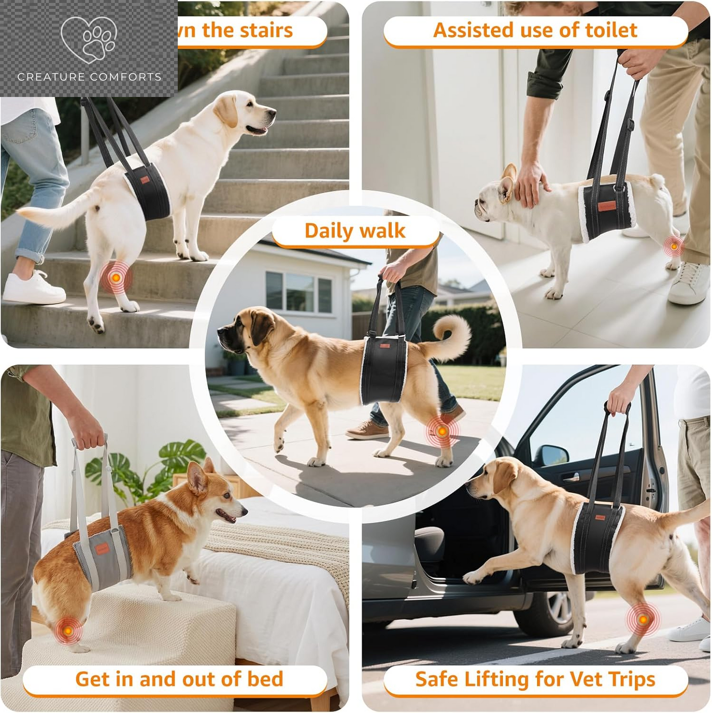 LOOBANI Adjustable Dog Sling for Large Dogs Hind Leg Support ACL Recovery | Walking & Stair Assistance, Senior Dog Mobility, Padded Comfort, Adjustable Fit, Lightweight Nylon, Soft Plush Lining