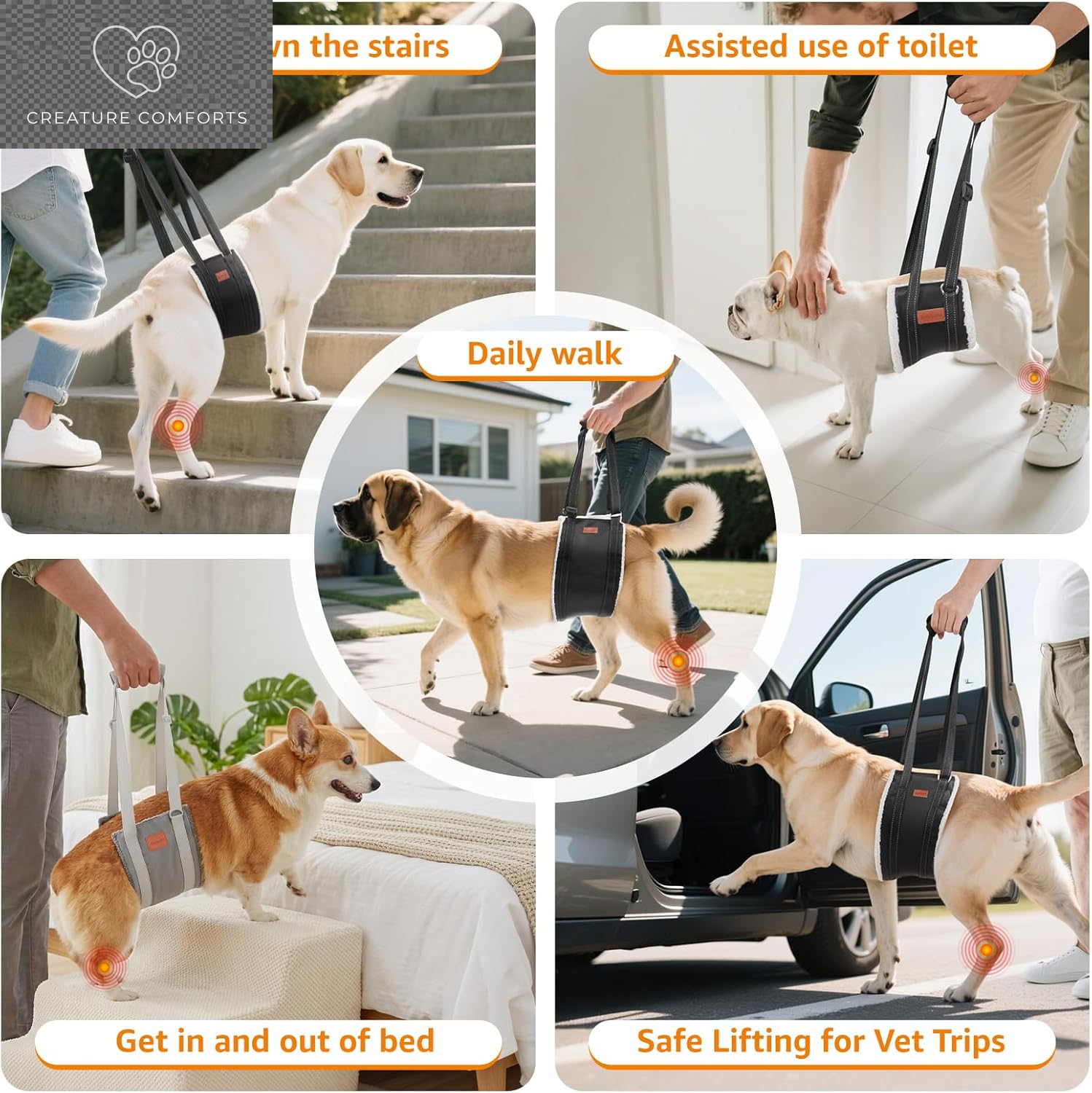LOOBANI Adjustable Dog Sling for Large Dogs Hind Leg Support ACL Recovery | Walking & Stair Assistance, Senior Dog Mobility, Padded Comfort, Adjustable Fit, Lightweight Nylon, Soft Plush Lining