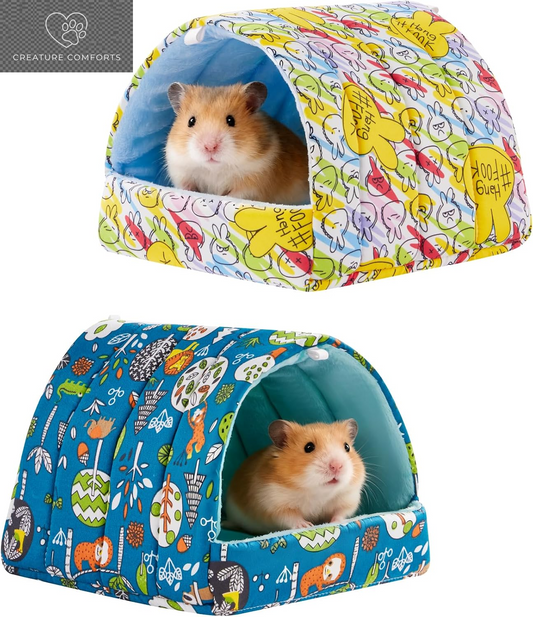 2 PCS Hamster Hideout,Washable Hamster Bed Hamster Bed Hut Hamster House, Small Animal Cage Accessories for Mouse Hedgehogs Ferrets Bearded Dragons and Rats