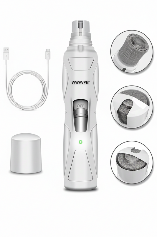 Ultimate Pet Nail Grinder with LED Light - 2 Grinding Heads & 2-Speed Low Noise Design for Safe and Easy Trimming