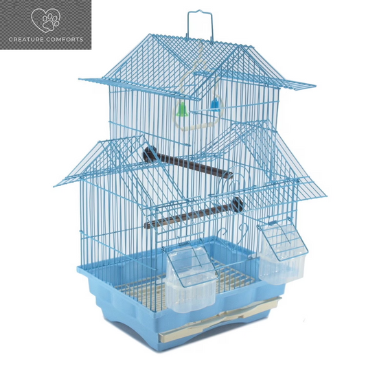 Blue 18-Inch Medium Parakeet Wire Bird Cage for 1 or 2 Birds Perfect Bird Travel Cage and Hanging Bird House