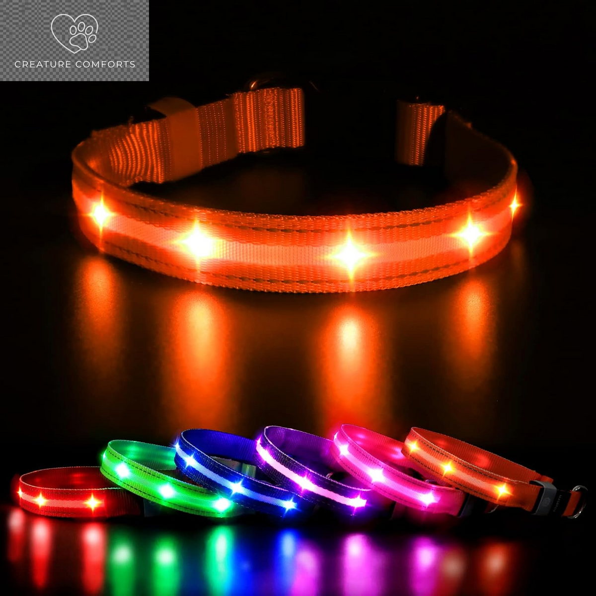 MASBRILL Led Dog Collar - Rechargeable, Water-Resistant, Flashing, Glowing Night Walking Collar