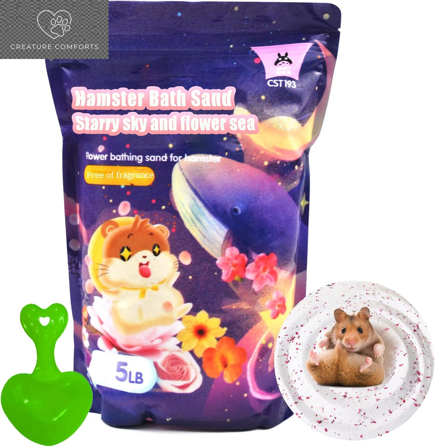 Hamster Bath Sand,5Lb Dust Free Hamsters Bathing Sand Natural Petals Scented Desert Sand or Potty Litter Sand for Chinchilla Guinea Pigs Gerbil Mice Small Animals
