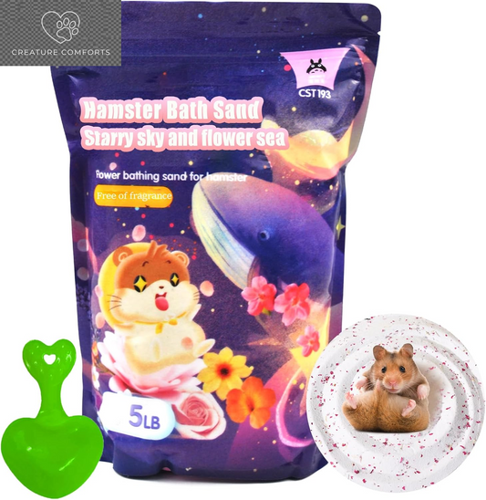 Hamster Bath Sand,5Lb Dust Free Hamsters Bathing Sand Natural Petals Scented Desert Sand or Potty Litter Sand for Chinchilla Guinea Pigs Gerbil Mice Small Animals