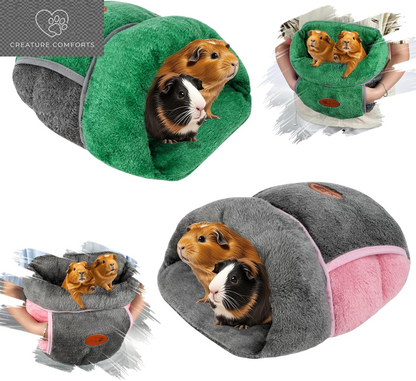 YUEPET Guinea Pig Bed, Warm Fleece Slipper-Shaped Cuddle Cave, Grey | Cozy Guinea Pig House, Portable Guinea Pig Hideout, Soft Coral Fleece, Washable Cushion, Folds Flat, Slipper Shape