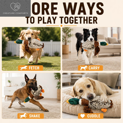 Exciting Duck Dog Toy with Squeaker | Plush Mallard Shaped Pet Toy for All Breeds | Perfect for Chewing, Fetching, and Interactive Play