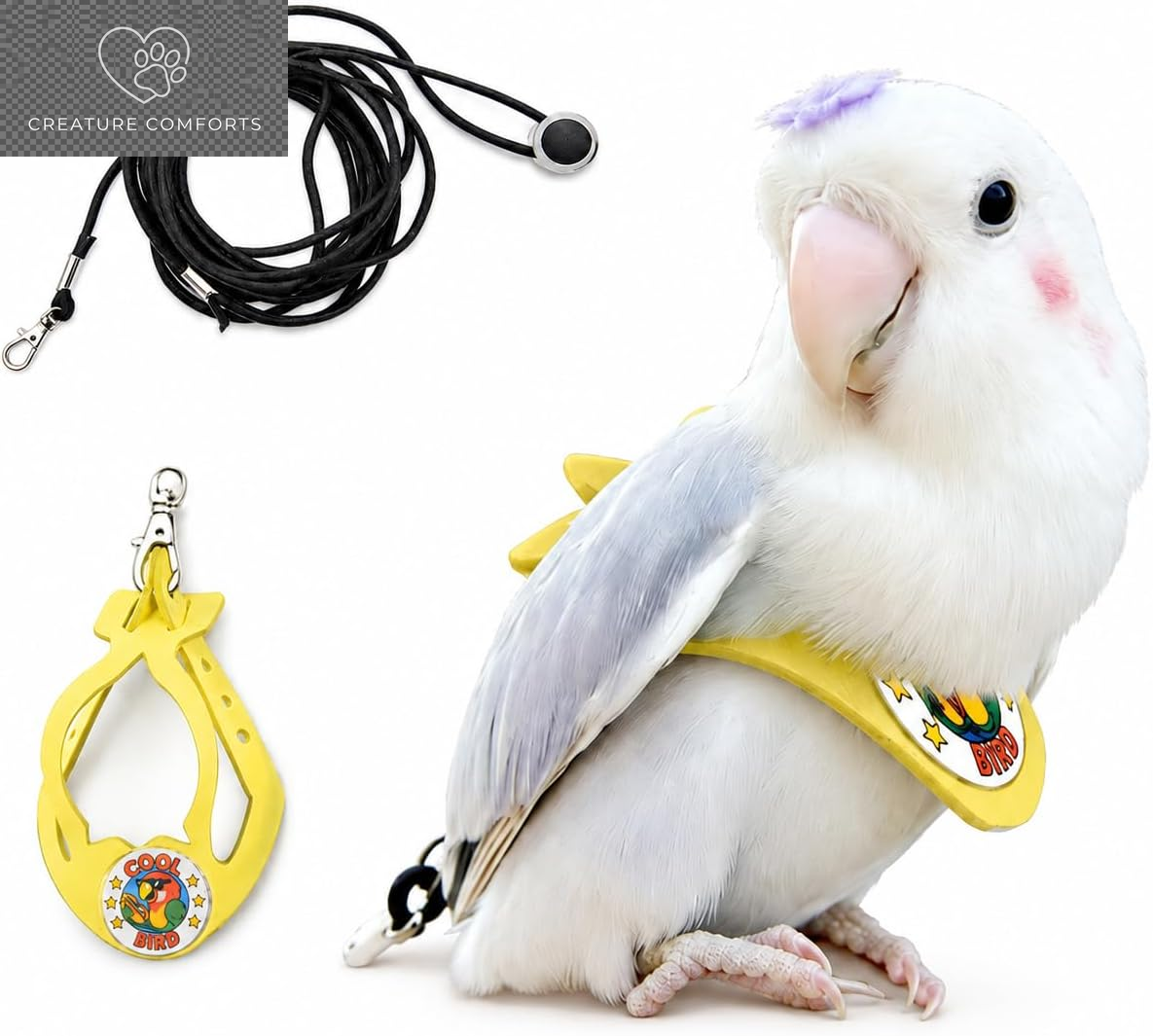 Lightweight Adjustable Bird Harness & Leash Set - Perfect for Budgies, Parakeets, and Small Parrots (Red, Size S)